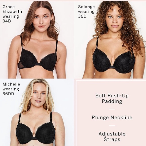 NWOT VS Victorias Secret - Sexy Tee Velvet Strap Push-Up Bra - 32DD - BLACK - Picture 5 of 7